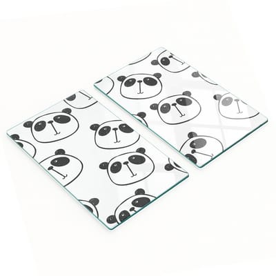 Set van gehard glazen snijplanken met panda-afbeeldingen, 2x30x52 cm