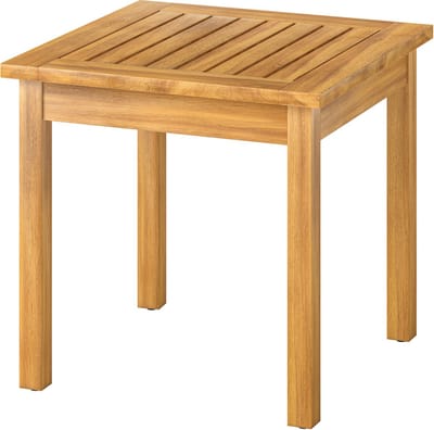 Bijzettafel 48 x 48 cm weerbestendige tuintafel met lamellenontwerp en verstelbare poten, vierkant