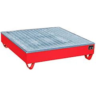 BAUER AW-4/A/PE opvangbak met rooster, 211 l, B 1215 x D 1215 x H 290 mm, rood