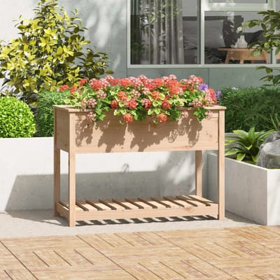 vidaXL - Plantenbak - met - schap - 111,5x54x81 - cm - massief - grenenhout