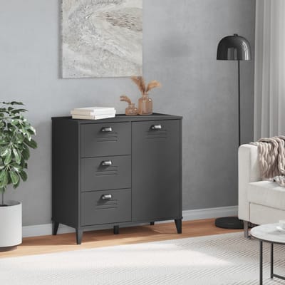 vidaXL - Dressoir - VIKEN - 80x40x80 - cm - bewerkt - hout - antracietgrijs