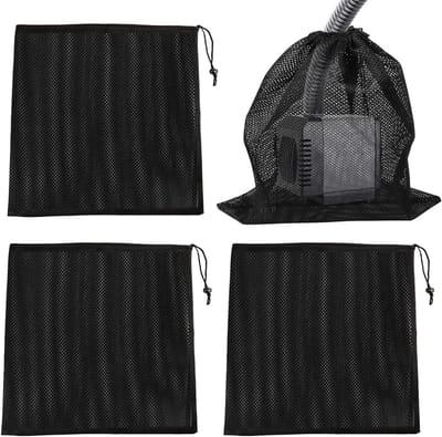 Set van 4 Filter Netzakken voor Waterpomp, 45 x 45 cm met Trekkoord, Ideaal voor Vijver en Waterfiltergebruik
