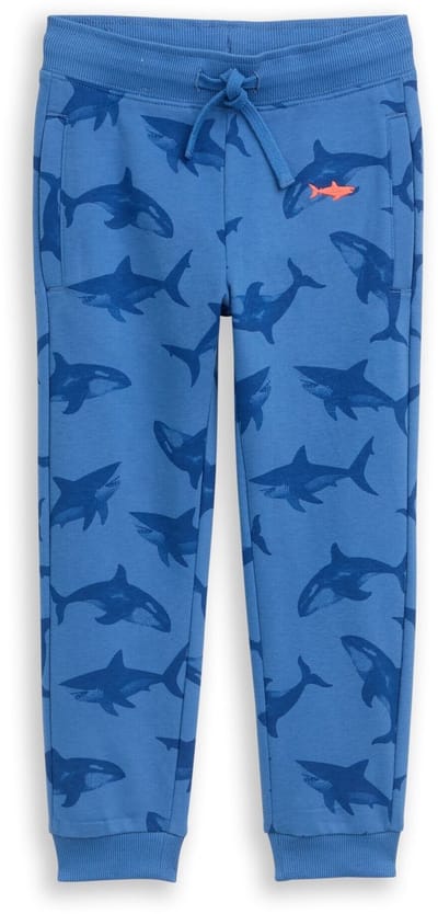 Tom Tailor - Basic joggingbroek met all-over print - Maat 92/98 - blue shark orca print