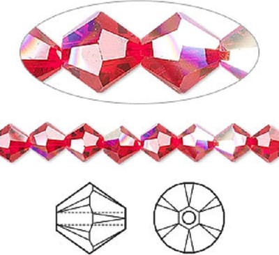 Swarovski Elements, 36 stuks Xilion Bicone kralen, (5328), 6mm, light siam AB