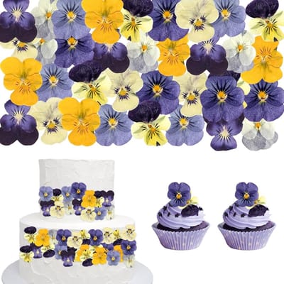 40 Stuks Eetbare Bloemen voor Taarten, Gedroogde Geperste Decoraties en Garnituren voor Desserts en Cocktails