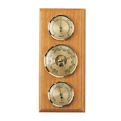 SELVA weerstation met open barometer, thermometer en hygrometer, verticale uitvoering
