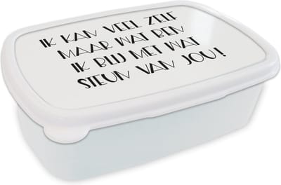 Broodtrommel Wit - Lunchbox - Brooddoos - Sterkte - Quotes - Steun - 18x12x6 cm - Volwassenen