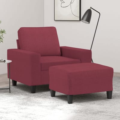 vidaXL - Fauteuil - met - voetenbank - 60 - cm - stof - wijnrood