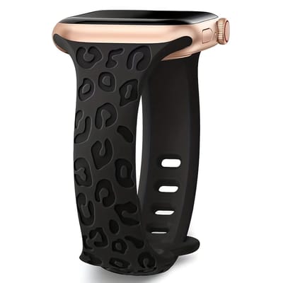 Sportief siliconen Geschikt voor Apple Watch-bandje met luipaardprint, zacht polsbandje, waterdicht vervangend sporthorlogebandje, geschikt voor 42/44/45/49 mm.