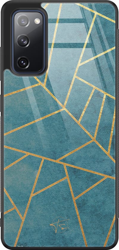 Hoesje geschikt voor Samsung Galaxy S20 FE - Abstract blauw - Hard Case Zwart Back Cover - Print - Blauw - Mooie Telefoonhoesjes