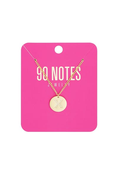 90 NOTES - Initial Strass Ketting - Letter X - goudkleurig