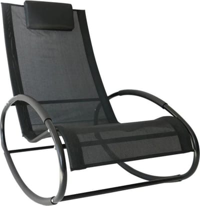 Schommelstoel - Stoelen - Stoel - Tuinstoel - Tuinmeubelen - Ligbed - Relaxstoel - Ligstoel - Zonnebed - Zwart - 105 x 62 x 88 cm