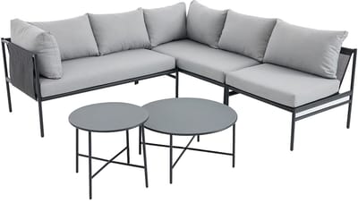 Vente-unique Moduleerbare tuinset van staal: 2 hoekbanken, 1 fauteuil en nestkasten - Antraciet - ULAME van MYLIA