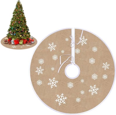 Ronde Kerstboomdeken van 80 cm met Witte Sneeuwvlokken voor Kerstdecoratie en Gezellige Sfeer