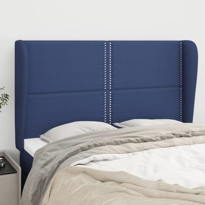vidaXL - Hoofdbord - met - randen - 147x23x118/128 - cm - stof - blauw