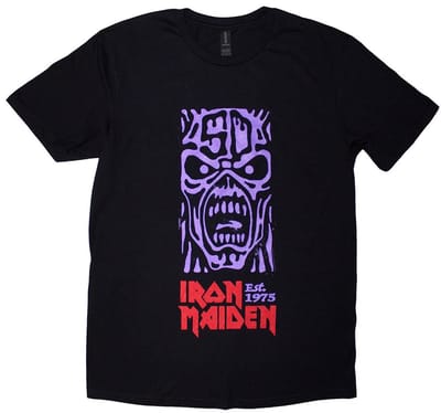 Iron Maiden - Est. 1975 Stamp Logo Purple Heren T-shirt - S - Zwart
