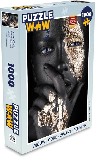 Puzzel Vrouw - Goud - Zwart - Schmink - Luxe - Legpuzzel - Puzzel 1000 stukjes volwassenen