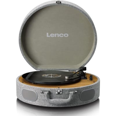 Lenco Retro Platenspeler - Koffer Platenspeler met ingebouwde Speakers - Bluetooth en AT3600L cartridge - LS-66GY - Grijs