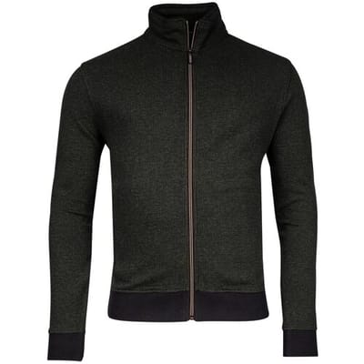 Baileys Vest 2-Tone Jacquard Doubleface Interlock Sweat Cardigan Zip Donker Groen / male