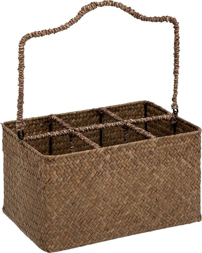 Atmosphera Flessenhouder Mand 6x75cl - The Floral Collection - Bruin