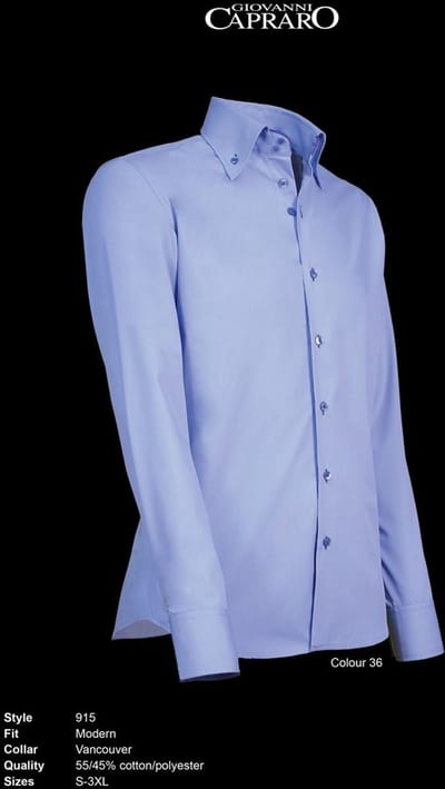 Giovanni Capraro 915-36 Heren Overhemd - Licht Blauw - Lange Mouw - S