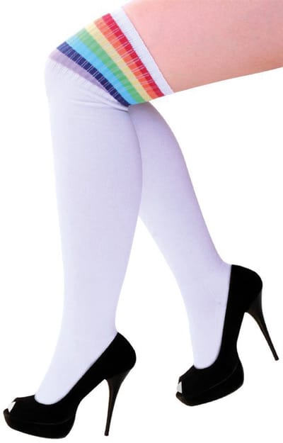 Lieskousen - Wit met regenboog - 3 Witte Strepen - Maat 36-41 - Een Paar