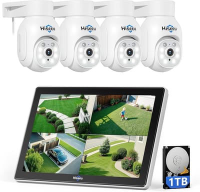 Draadloos 10CH Beveiligingscamerasysteem met 360° PTZ-camera's, 5MP en Kleur Nachtzicht