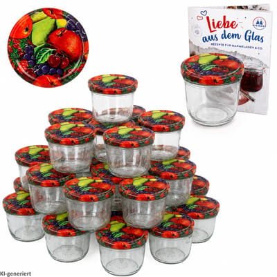 Set van 100 bekers 230 ml Met 82 fruitdeksels incl. Diamant Gelierzauber receptenboekje