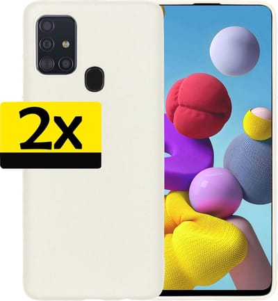 Hoesje - 2 Stuks - Geschikt voor Samsung Galaxy A21s - Sterk & Shockproof - Case Siliconen - Back Cover - Telefoon Hoes - Telefoonhoesjes - Wit