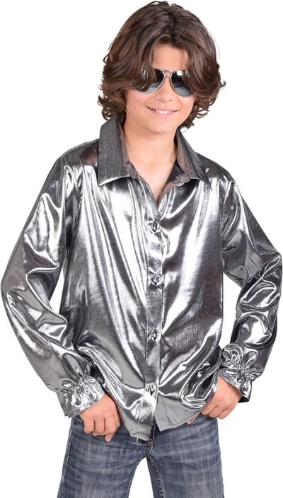 Magic Design Verkleedblouse Junior Polyester/folie Zilver Mt 164