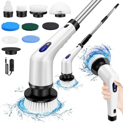 Jurrys Reinigingsborstel – Afwasborstel - Schrobborsel - Oplaadbaar - Elektrisch - Multifunctioneel - Draadloos - Lengte 126cm
