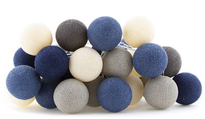 Cotton Ball Lights - LED lichtslinger voor binnen - Handgemaakt en Fairtrade - 35 lampjes - Steel Blue