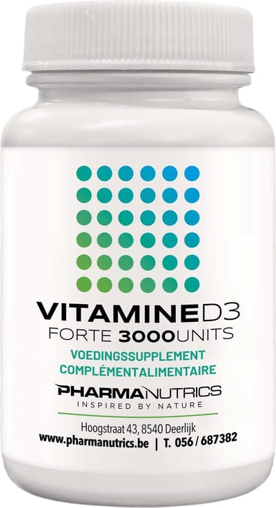 VITAMINE D FORTE 3000IU Pharmanutrics 120 Caps - Hoge dosis vitamine D - Weerstand - Natuurlijk supplement - Immuniteit