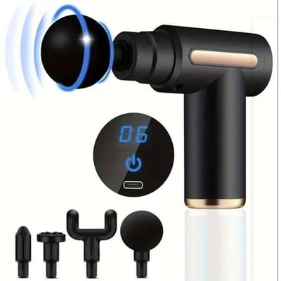 99 Niveaus Massagepistool Diepe Weefsel Spierontspanning Lichaam Nek Massager Elektrisch Fitnessapparaat Geluidsreductie voor Mannen Vrouwen Type C Charge black