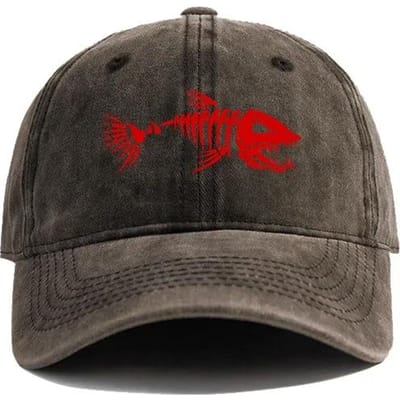 Visgraat Baseballpet Zomer Verweerde Papa Hoeden Mannen Vrouwen Buiten Casual Bedrukte Vissen Skelet Visgraat Petten black