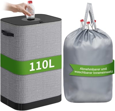 Dailygoods- Recyclingcontainer 110L - Opvouwbare Afvalscheidingsbak - Wasbare Binnenzak - Geschikt voor PET Flessen - Blikjes - Statiegeldflessen - Afvalbak