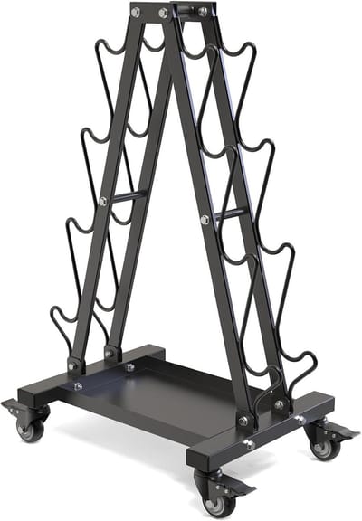 4-niveau Dumbbell Rek met Wielen - Draagbare Gewichtenopslag voor Thuisfitness, Dumbbell en Kettlebell Organizer
