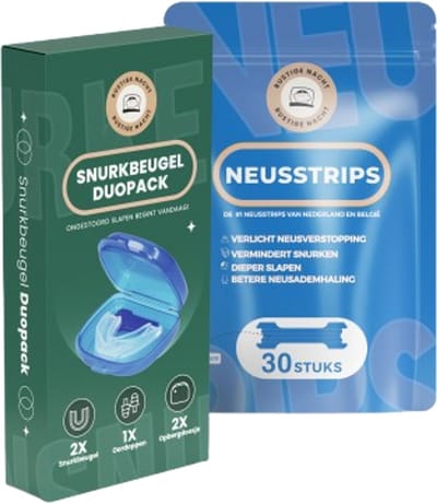 Rustige Nacht® Snurkbeugel Man + Neusstrips Bundel - Anti Snurk Neuspleisters - Nasal Strips – Snurkbeugel – Beter Ademen
