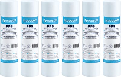 Ecosoft sedimentfilter - fijnfilter cartouche 5 micron van polypropyleen - filtert zeer fijne deeltjes weg - 6 stuks