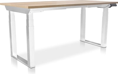 Zit-sta bureau elektrisch verstelbaar - MRC PRO SOLID NEN-EN 527 | 120 x 80 cm | Frame wit - blad robuust eiken | memory functie met USB | 200kg draagvermogen