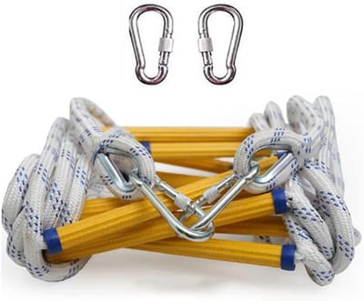 Reddingsladder Noodtrap - Veiligheidstouwladder Ontsnapping - Snelle Evacuatie - Hoge Gewichtscapaciteit - 12 Meter - Zwart