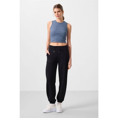 Mid Waist Crepe Relaxed Broek met Zak