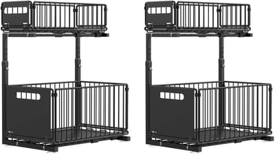 Sello! kast organizer – keukenkast organizer – uittrekbare laden – 2-laags opslag – kogellagers – in hoogte verstelbaar – zwart