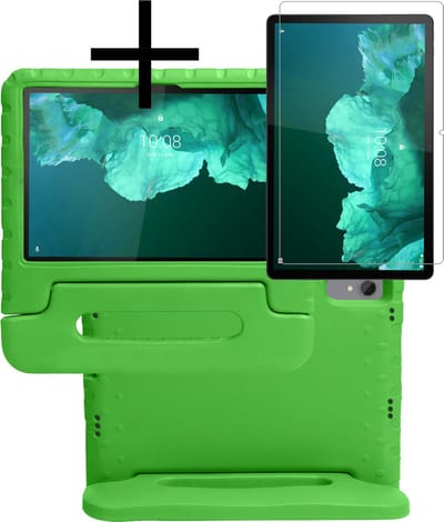 Hoes - Geschikt voor Lenovo Tab P11 Plus - Met Screenprotector - Kinderhoes Shockproof Bumper - Kidsproof Case - Tablet Hoesje - Kinder Cover - Groen