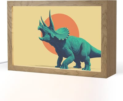 Nachtlampje 30x20 cm - Kinder lampje - Triceratops - Cirkel - Oranje - Hoorns - Tafellamp kinderkamer - Slaapkamer lamp - Bedlamp kinderen - Kinderlampje stopcontact - Wandlamp babykamer - Nachtlampjes