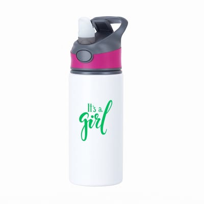 Hacebo® - It's a Girl waterfles met rietje roze - Baby - Kersverse ouders - Geboorte kraamcadeau meisje - babyshower - water fles - 650ML