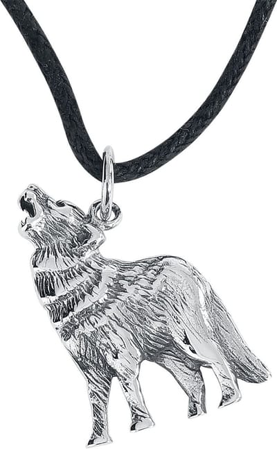 Zilveren hanger huilende wolf (K4021)