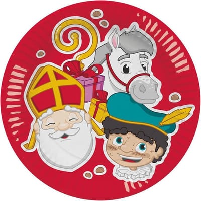 Feestbordjes Sinterklaas 23 Cm Karton Rood 6 Stuks