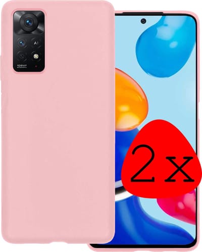 Hoesje 2 Stuks - Geschikt voor Xiaomi Redmi Note 11s - Sterk & Shockproof - Case Siliconen - Back Cover - Telefoon Hoes - Lichtroze