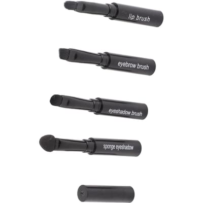4-in-1 Telescopische Make-up Kwasten Set Draagbaar Intrekbare Lip Wenkbrauw Oogschaduw Cosmetische zwart